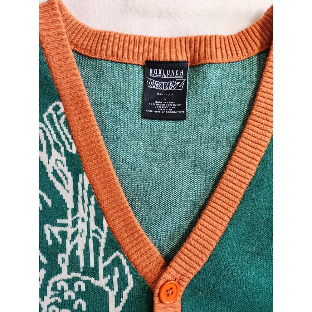 BoxLunch Dragon Ball Z Shenron Dragon Knit Cardigan Sweater Large Green NWOT - Picture 3 of 7